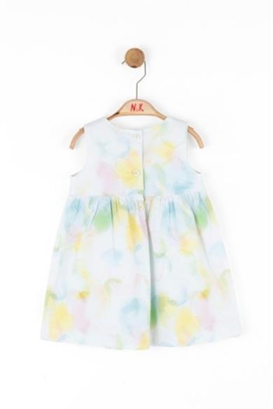 Nk Kids Kız Bebek 1-4 Yaş Fiyonk Kemer Detaylı Elbise 78606 Ekru-Mavi