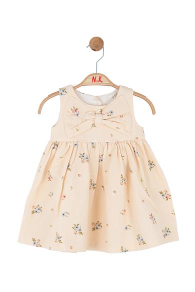 Nk Kids Kız Bebek 1-4 Yaş Fiyonklu Çiçek Desenli Elbise Krem