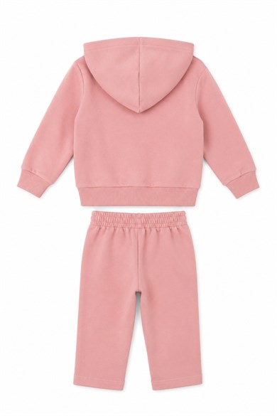 Nk Kids Kız Bebek 1-4 Yaş Gül Detaylı İkili Eşofman Takımı Pudra