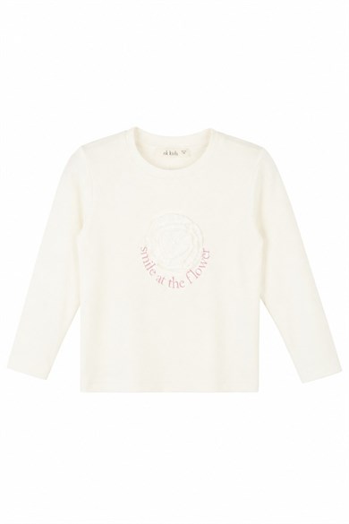 Nk Kids Kız Bebek 1-4 Yaş Gül Detaylı Yumuşak Uzunkol Body Ekru
