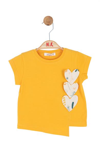 Nk Kids Kız Bebek 1-4 Yaş Kalp Desenli Kısa Kol T-Shirt Sarı