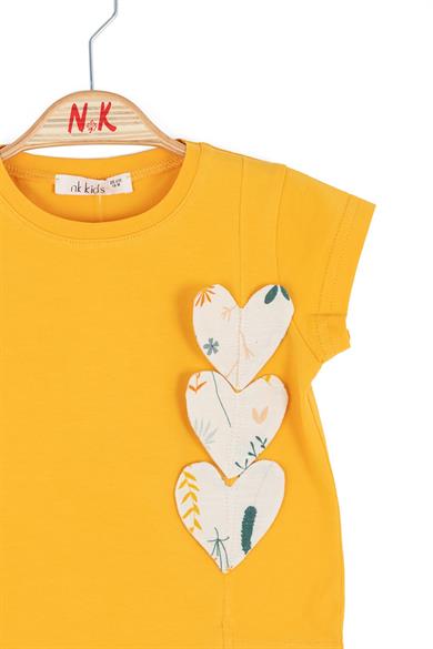 Nk Kids Kız Bebek 1-4 Yaş Kalp Desenli Kısa Kol T-Shirt Sarı