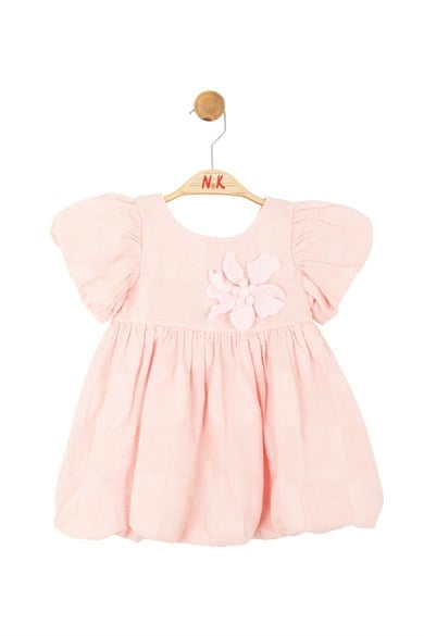 Nk Kids Kız Bebek 1-4 Yaş Karpuz Kol Pamuklu Penye Astarlı Elbise Pembe