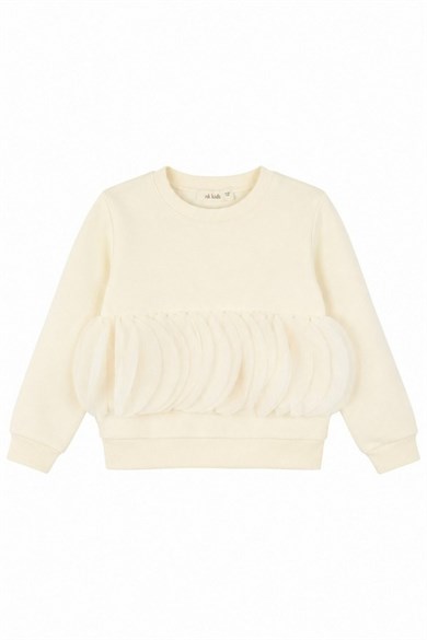 Nk Kids Kız Bebek 1-4 Yaş Krape Desenli Sweatshirt Krem