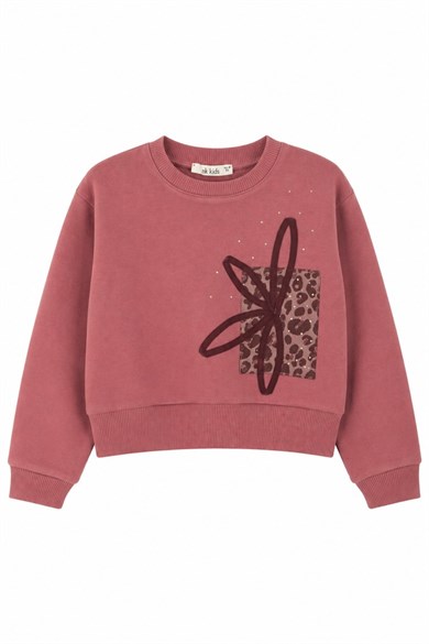 Nk Kids Kız Bebek 1-4 Yaş Nakış Detaylı İki İplik Sweatshirt Mürdüm