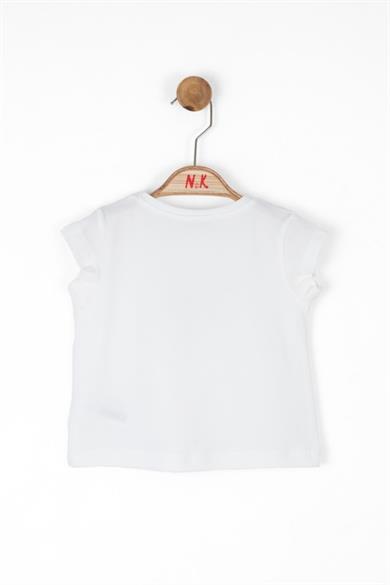 Nk Kids Kız Bebek 1-4 Yaş Pamuklu Kısakol T-shirt 36632 Ekru