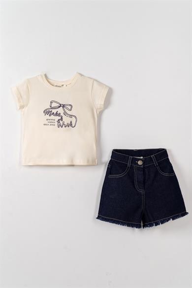 Nk Kids Kız Bebek 1-4 Yaş Püsküllü Paça Denim Şort Lacivert