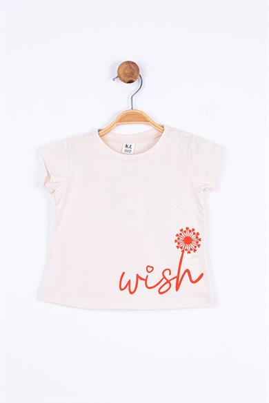 Nk Kids Kız Bebek 9-36 Ay Baskılı Kısa Kol T-shirt 34633 Krem