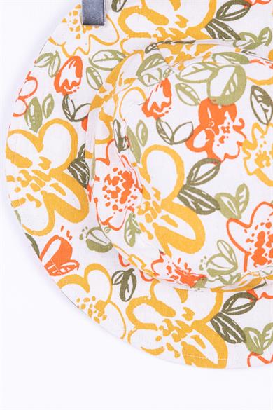 Nk Kids Kız Bebek Ham Keten Papatya Desen Şapka 94000 Krem