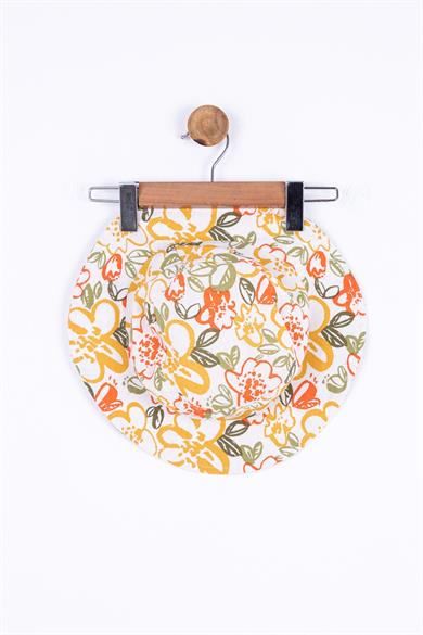 Nk Kids Kız Bebek Ham Keten Papatya Desen Şapka 94000 Krem