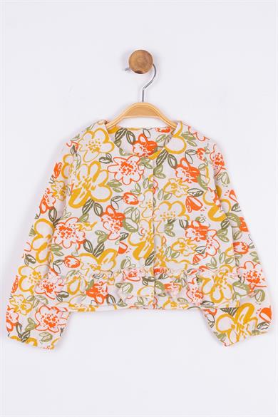 Nk Kids Kız Bebek Papatya Desenli Keten Ceket 34611 Krem