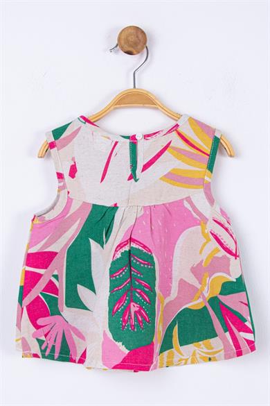 NK Kids Kız Bebek Yaprak Desenli Bluz 34630 Pembe