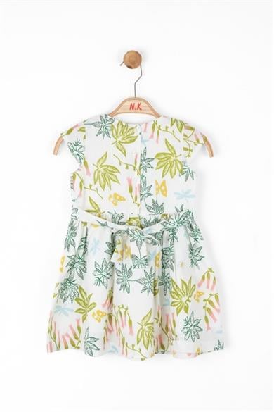 Nk Kids Kız Çocuk 1-4 Yaş Desenli %100 Pamuk Elbise 76612 Krem
