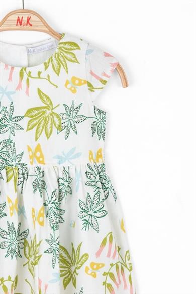 Nk Kids Kız Çocuk 1-4 Yaş Desenli %100 Pamuk Elbise 76612 Krem