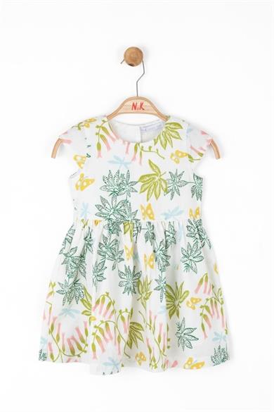Nk Kids Kız Çocuk 1-4 Yaş Desenli %100 Pamuk Elbise 76612 Krem