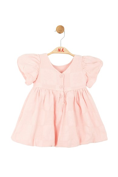 Nk Kids Kız Çocuk 1-4 Yaş Karpuz Kol Pamuklu Penye Astarlı Elbise Pembe