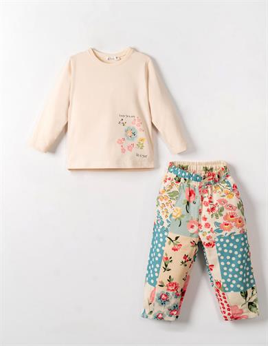 Nk Kids Kız Çocuk 1-4 Yaş Lastikli Bel Keten Pantolon Renkli