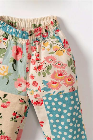Nk Kids Kız Çocuk 1-4 Yaş Lastikli Bel Keten Pantolon Renkli