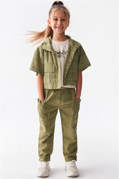 Nk Kids Kız Çocuk %100 Pamuk Duble Paça Pantolon 56501 Haki