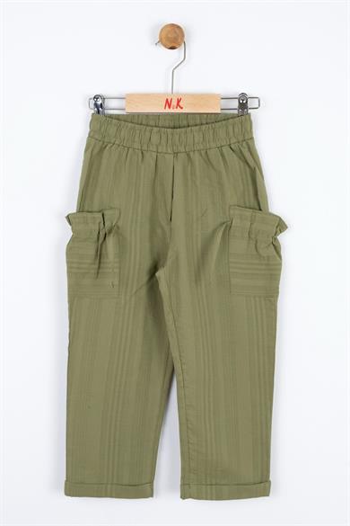 Nk Kids Kız Çocuk %100 Pamuk Duble Paça Pantolon 56501 Haki