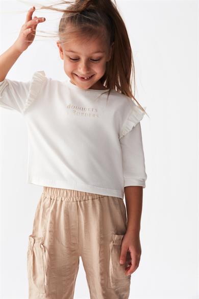 Nk Kids Kız Çocuk %100 Pamuk Duble Paça Pantolon 56501 Bej