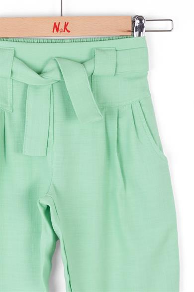Nk Kids Kız Çocuk %100 Pamuk Kemerli Pantolon 56510 Yeşil