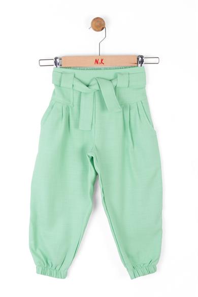 Nk Kids Kız Çocuk %100 Pamuk Kemerli Pantolon 56510 Yeşil