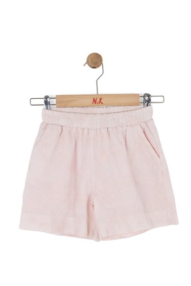 Nk Kids Kız Çocuk 4-8 Yaş Cep Detaylı  Fistolu Keten Şort Pembe