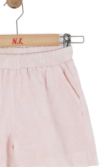 Nk Kids Kız Çocuk 4-8 Yaş Cep Detaylı  Fistolu Keten Şort Pembe