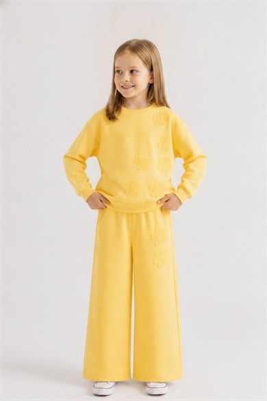 Nk Kids Kız Çocuk 4-8 Yaş Çiçek Desenli İkili Eşofman Takımı Sarı