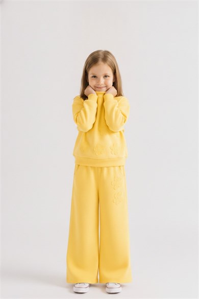 Nk Kids Kız Çocuk 4-8 Yaş Çiçek Desenli İkili Eşofman Takımı Sarı
