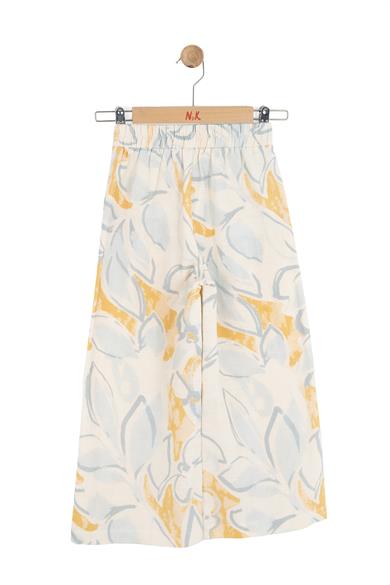 Nk Kids Kız Çocuk 4-8 Yaş Desenli Keten Palazzo Pantolon Krem