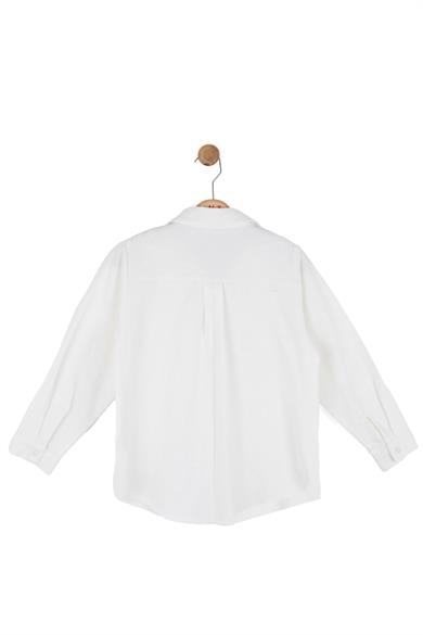 Nk Kids Kız Çocuk 4-8 Yaş Dokuma Desenli Pamuklu Gömlek Beyaz