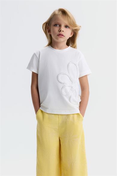Nk Kids Kız Çocuk 4-8 Yaş Fistolu Papatya Desen T-shirt Ekru