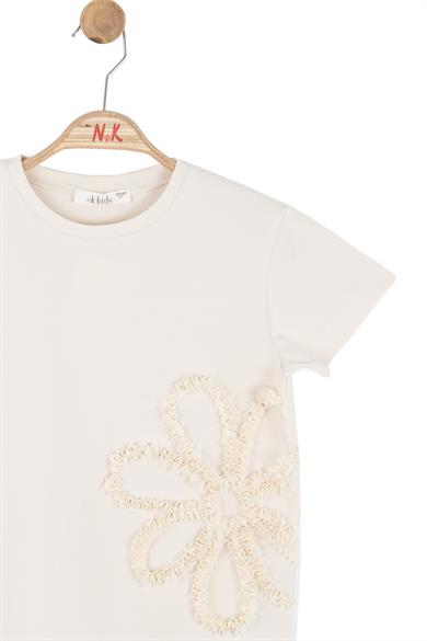 Nk Kids Kız Çocuk 4-8 Yaş Fistolu Papatya Desen T-shirt Krem
