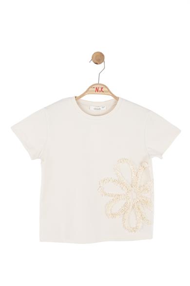 Nk Kids Kız Çocuk 4-8 Yaş Fistolu Papatya Desen T-shirt Krem