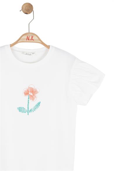 Nk Kids Kız Çocuk 4-8 Yaş Gelincik Baskılı T-shirt Ekru