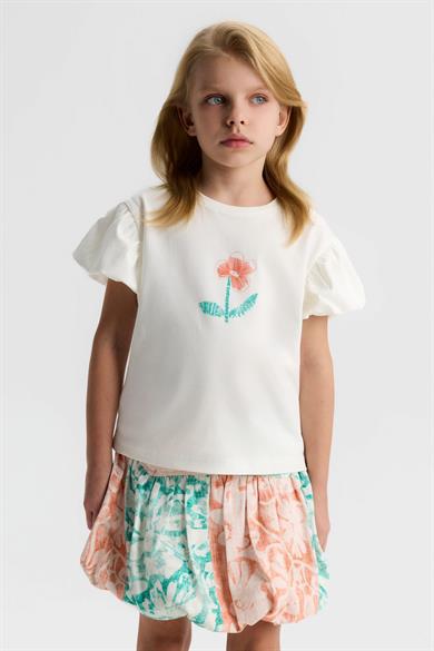 Nk Kids Kız Çocuk 4-8 Yaş Gelincik Baskılı T-shirt Ekru