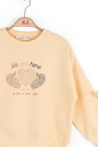 Nk Kids Kız Çocuk 4-8 Yaş Kalp Baskılı Sweatshirt Somon