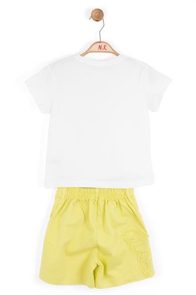 Nk Kids Kız Çocuk 4-8 Yaş Kelebek Nakışlı İkili Takım 18500 Ekru-Yeşil
