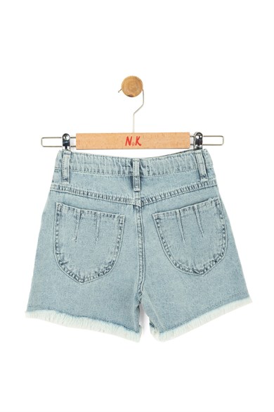 Nk Kids Kız Çocuk 4-8 Yaş Püskül Detaylı Denim Şort Kot Mavi