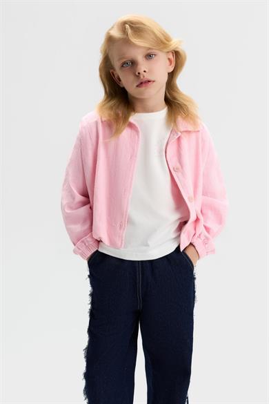 Nk Kids Kız Çocuk 4-8 Yaş Renkli Bomber Pamuklu Ceket Pembe