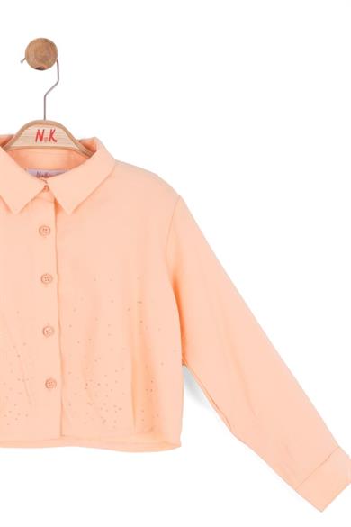 Nk Kids Kız Çocuk 4-8 Yaş Taş Detaylı Pamuklu Gömlek Somon