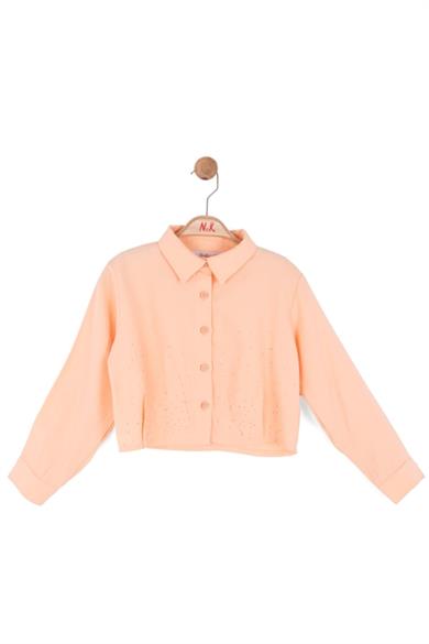 Nk Kids Kız Çocuk 4-8 Yaş Taş Detaylı Pamuklu Gömlek Somon