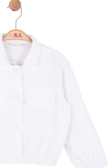 Nk Kids Kız Çocuk 4-8 Yaş Tensel Kumaş Mevsimlik Ceket Beyaz
