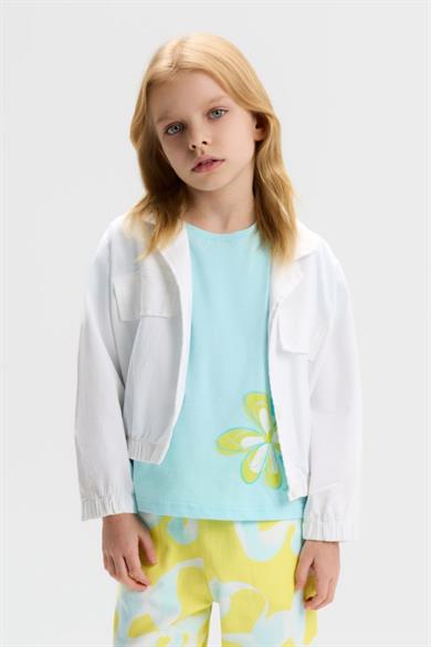 Nk Kids Kız Çocuk 4-8 Yaş Tensel Kumaş Mevsimlik Ceket Beyaz