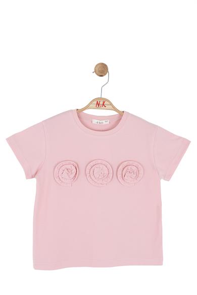 Nk Kids Kız Çocuk 4-8 Yaş Üç Boyutlu Gül Detaylı T-shirt Pembe