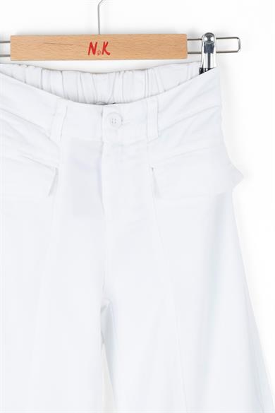 Nk Kids Kız Çocuk 8-14 Yaş Bol Paça Keten Pantolon 56710 Beyaz