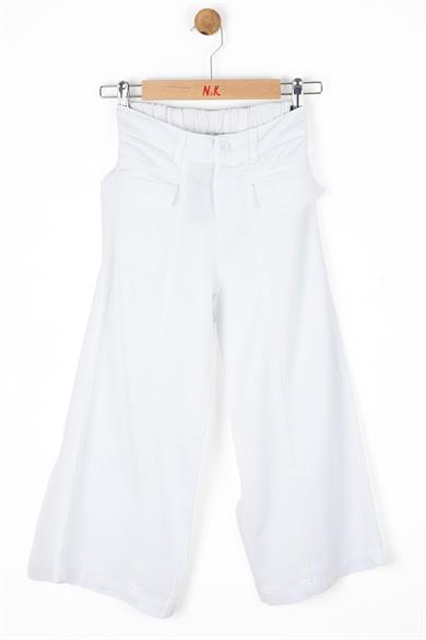 Nk Kids Kız Çocuk 8-14 Yaş Bol Paça Keten Pantolon 56710 Beyaz