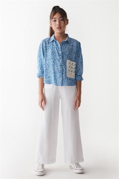 Nk Kids Kız Çocuk 8-14 Yaş Bol Paça Keten Pantolon 56710 Beyaz